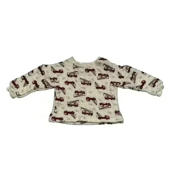 Emily And Oliver Other - Emily and Oliver Baby Quilted Construction Vehicle Crane Print Top Cream 12M